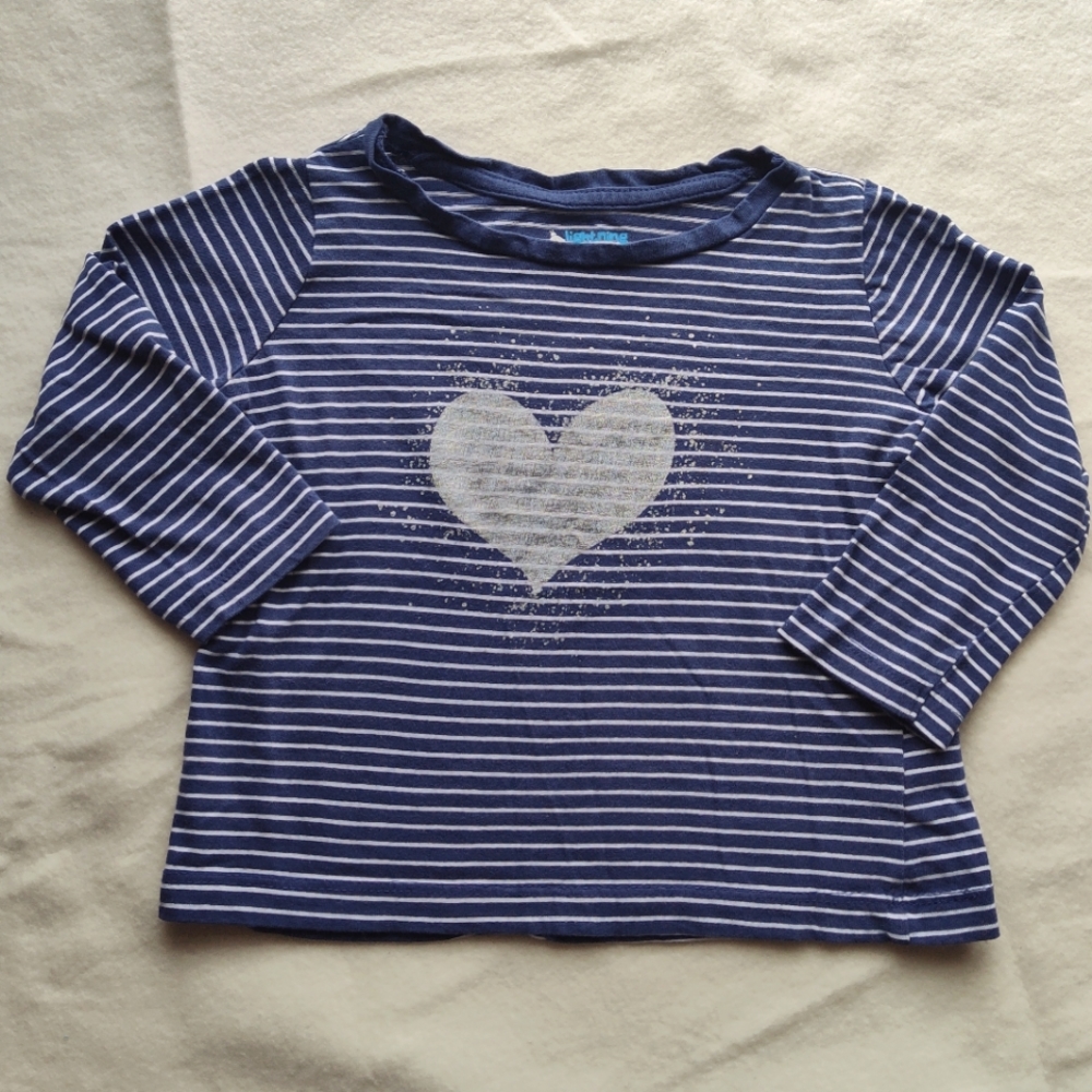 Lightning Bug Baby Blue/White Long Sleeved Tee, Shimmery Metallic Heart …